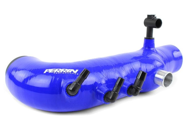 Perrin 08-14 Subaru WRX / 05-09 Legacy GT Blue Turbo Inlet Hose - PSP-INT-421BL for 2008-2014 Subaru WRX - front view