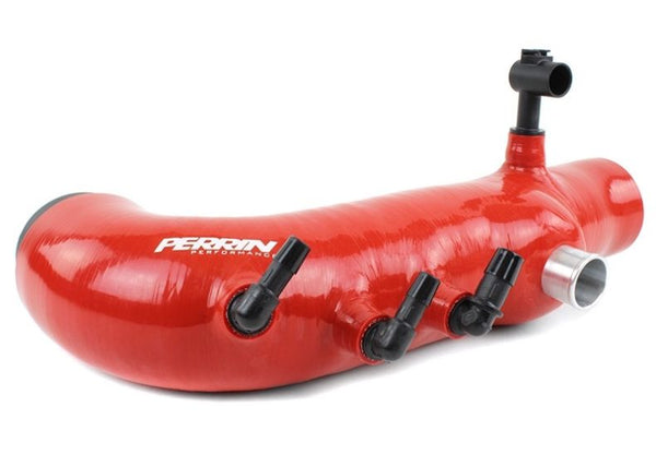 Perrin 08-14 Subaru WRX / 05-09 Legacy GT Red Turbo Inlet Hose - PSP-INT-421RD for 2008-2014 Subaru WRX - front view