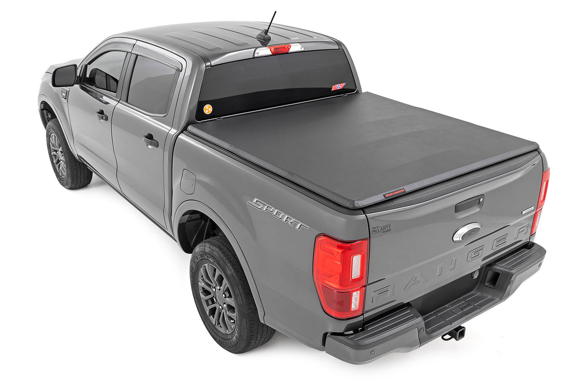 Rough Country - Soft Tri-Fold Bed Cover - 5' Bed - Ford Ranger 2WD/4WD (2019-2023) - 41219500A by Rough Country - angle view