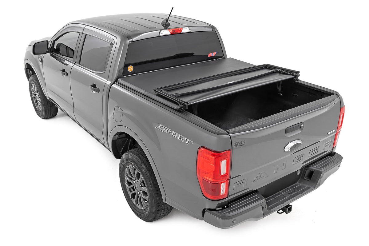Rough Country - Soft Tri-Fold Bed Cover - 5' Bed - Ford Ranger 2WD/4WD (2019-2023) - 41219500A by Rough Country - detail view