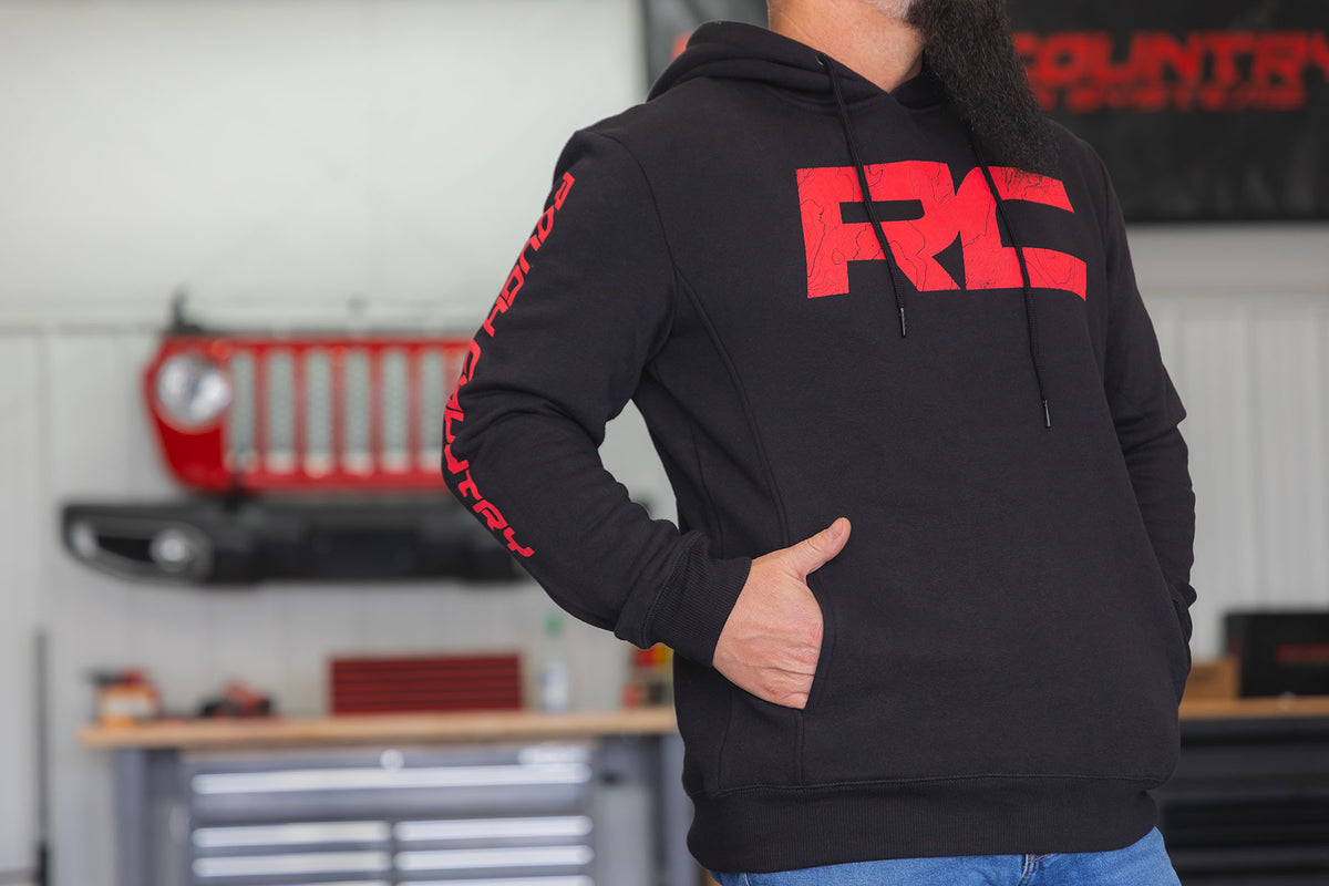 Rough Country Hoodie | RC Tread Sleeve | Black | SM