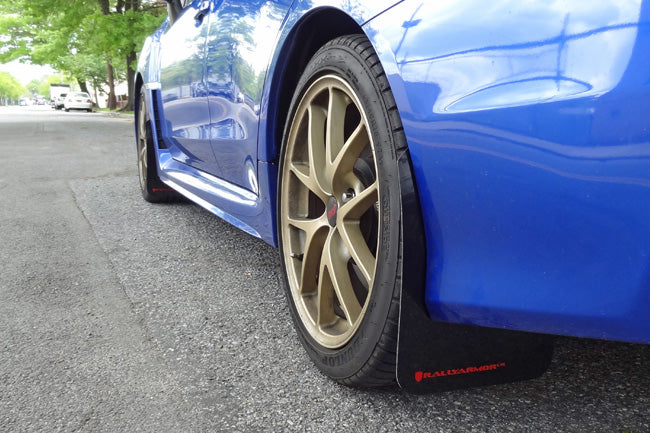 Rally Armor 15-21 Subaru WRX/STI (Sedan ONLY) Blue UR Mud Flap w/ White Logo - MF32-UR-BL/WH
