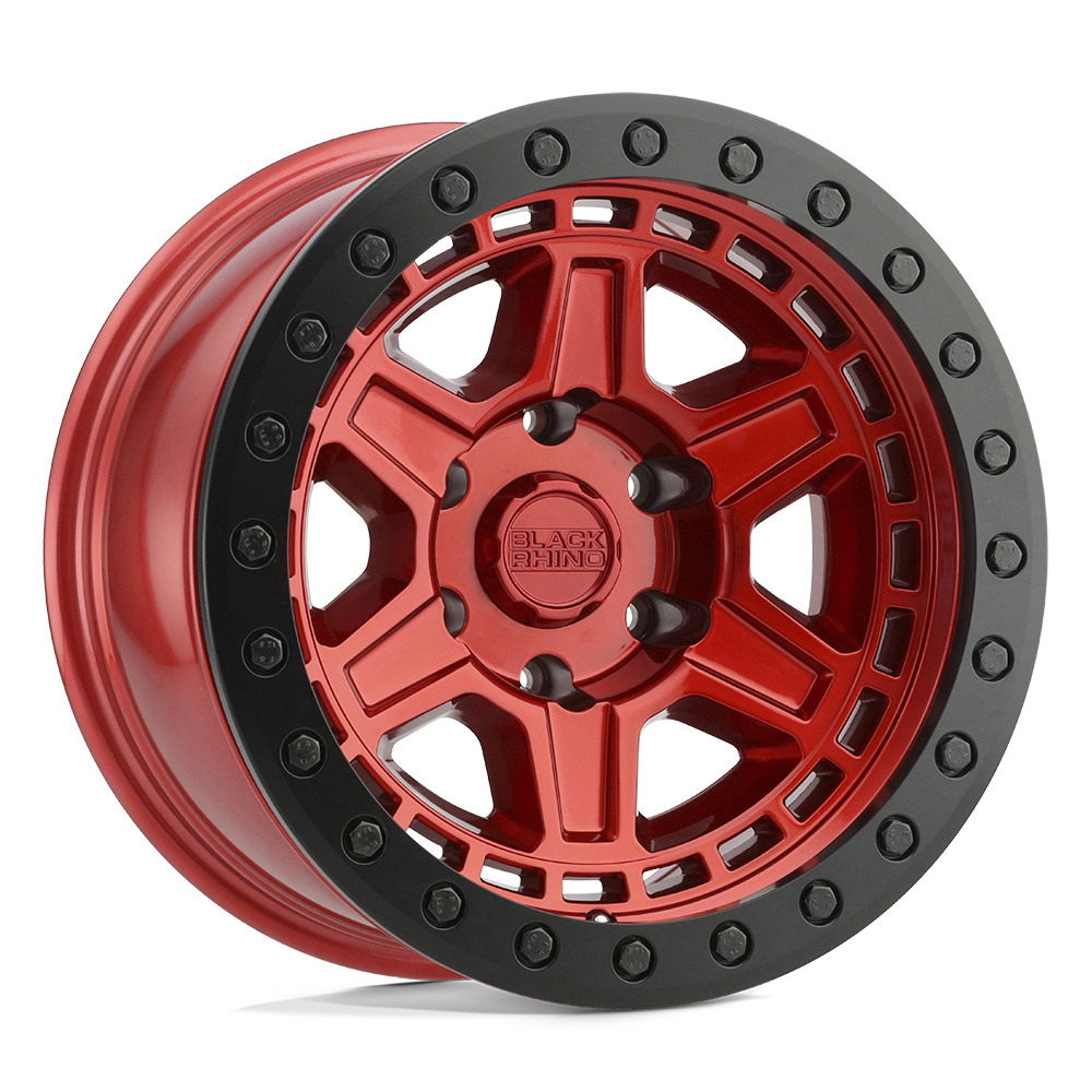 Black Rhino Hard Alloys Reno 18X9.5 6X139.7 -12MM Candy Red W/ Black Ring & Bolt