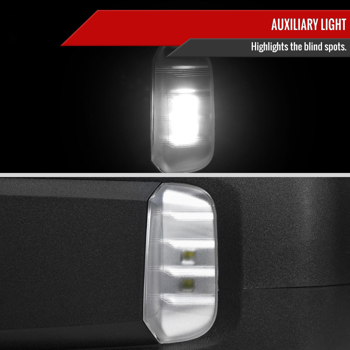 Spec-D Tuning - 2019-2026 GMC Sierra 1500 Black Power Adjustable, Auto-Fold, BSD & Heated Side Mirror w/ LED Puddle and Auxiliary Light - Driver Side Only - RMV-SIE1915HPATL-FS