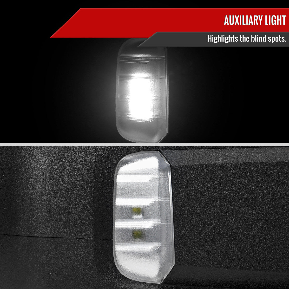 Spec-D Tuning - 2019-2026 GMC Sierra 1500 Black Power Adjustable, Auto-Fold, BSD & Heated Side Mirror w/ LED Puddle and Auxiliary Light - Passenger Side Only - RMV-SIE1915HPATR-FS
