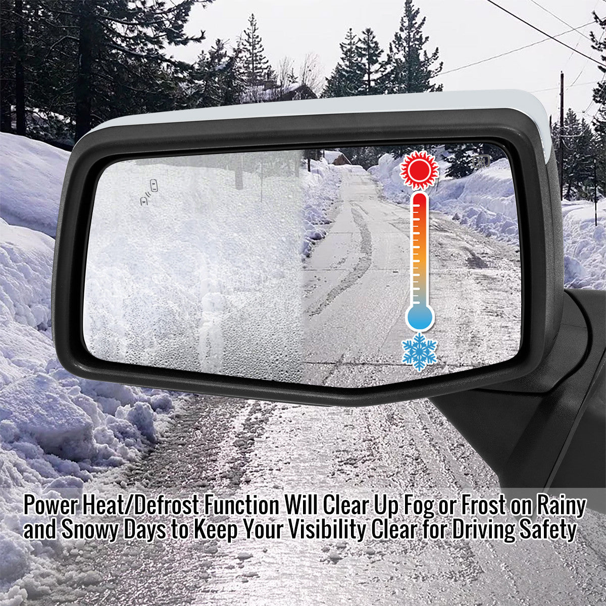 Spec-D Tuning - 2019-2026 Chevrolet Silverado 1500 Chrome Power Adjustable, Manual Fold, BSD & Heated Side Mirror w/ LED Puddle and Turn Signal Light - Driver Side Only - RMV-SIV1915CHP-FS-L