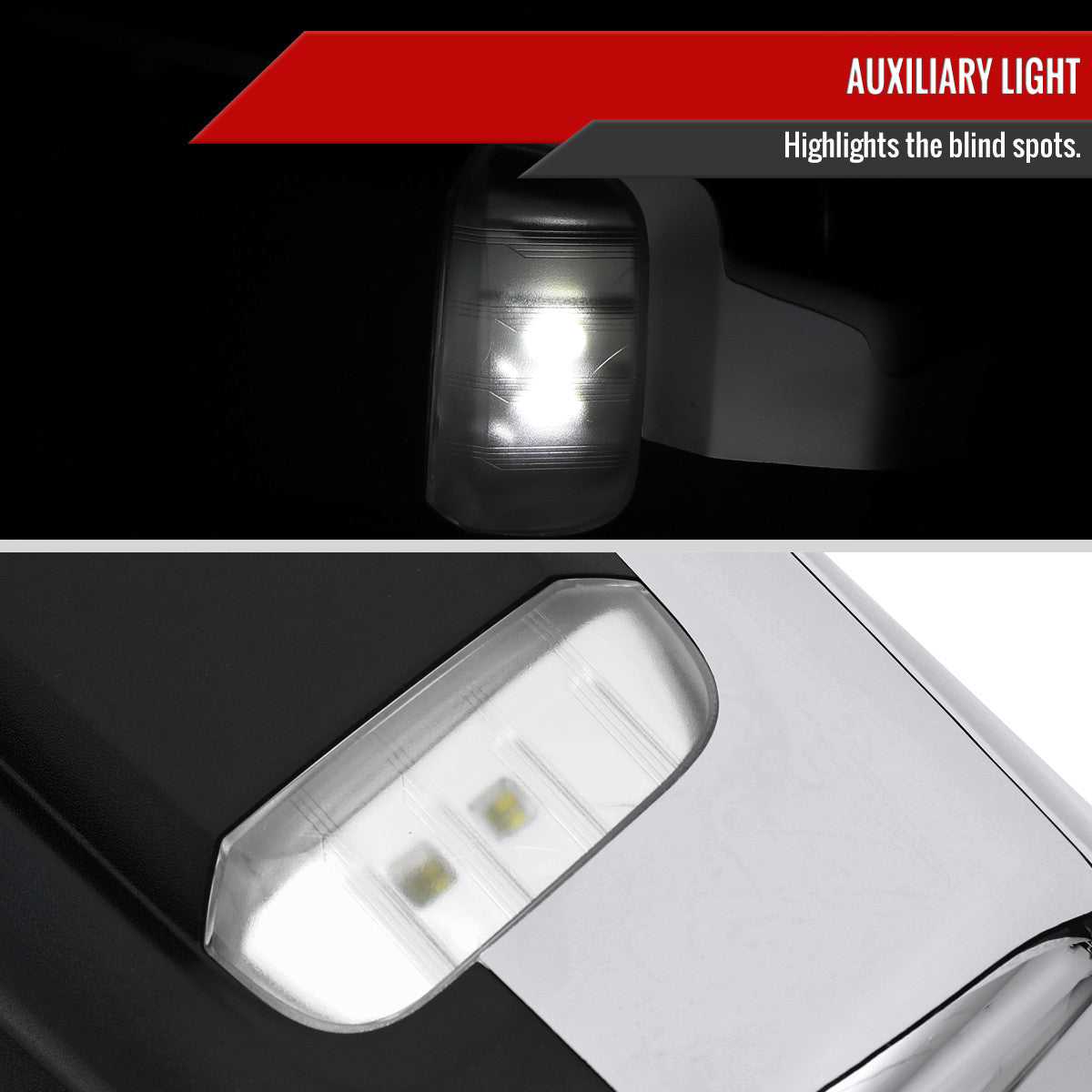 Spec-D Tuning - 2019-2026 Chevrolet Silverado 1500 Chrome Power Adjustable, Auto-Fold, BSD & Heated Side Mirror w/ LED Puddle and Turn Signal Light - Driver Side Only - RMV-SIV1915CHPATL-FS