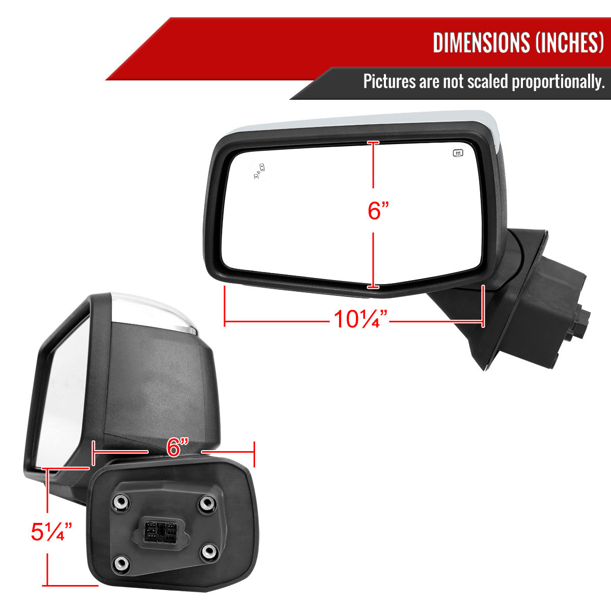 Spec-D Tuning - 2019-2026 Chevrolet Silverado 1500 Chrome Power Adjustable, Auto-Fold, BSD & Heated Side Mirror w/ LED Puddle and Turn Signal Light - Driver Side Only - RMV-SIV1915CHPATL-FS