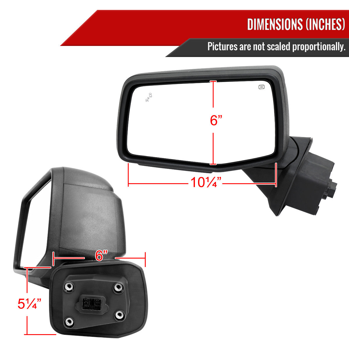 Spec-D Tuning - 2019-2026 Chevrolet Silverado 1500 Black Power Adjustable, Manual Fold, BSD & Heated Side Mirror w/ LED Puddle and Auxiliary Light - Driver Side Only - RMV-SIV1915HP-FS-L