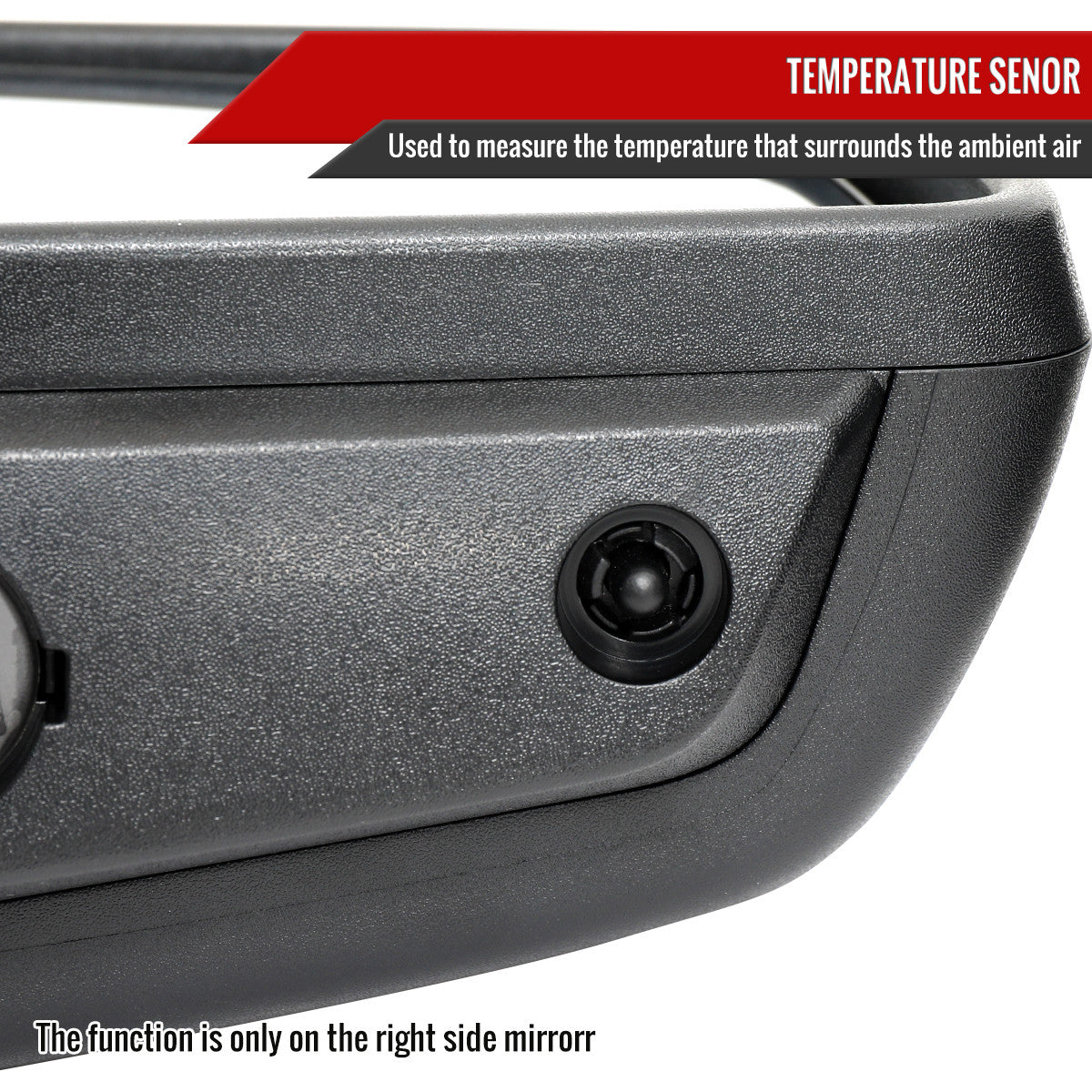 Spec-D Tuning - 2019-2026 Chevrolet Silverado 1500 Black Power Adjustable, Manual Fold, BSD & Heated Side Mirror w/ LED Puddle and Auxiliary Light - Passenger Side Only - RMV-SIV1915HP-FS-R