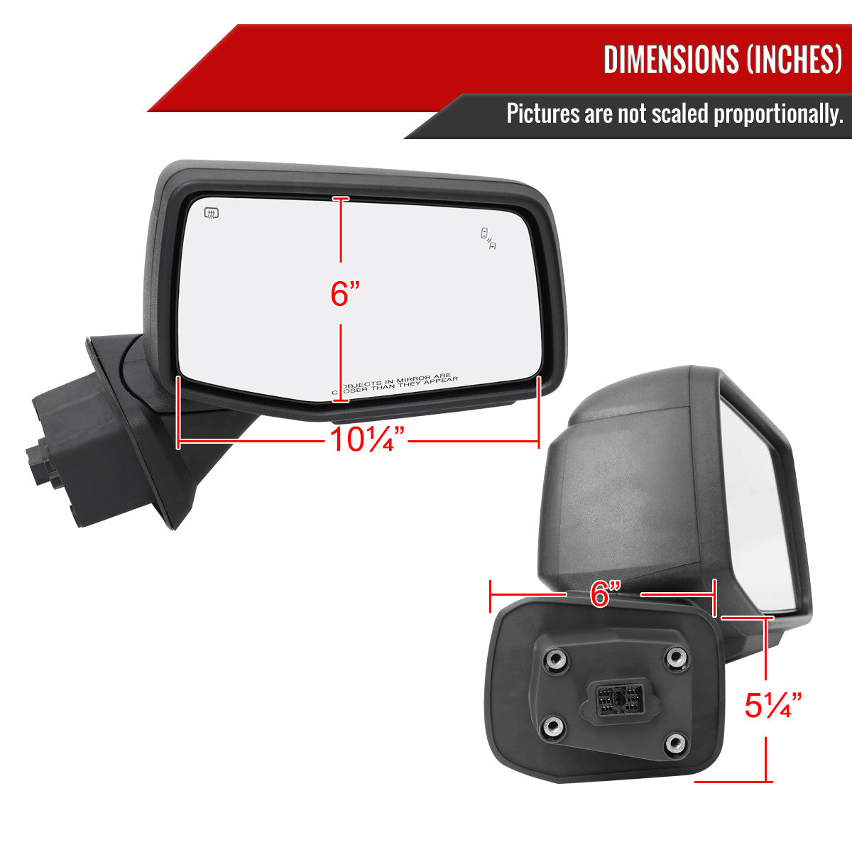 Spec-D Tuning - 2019-2026 Chevrolet Silverado 1500 Black Power Adjustable, Manual Fold, BSD & Heated Side Mirror w/ LED Puddle and Auxiliary Light - Passenger Side Only - RMV-SIV1915HP-FS-R