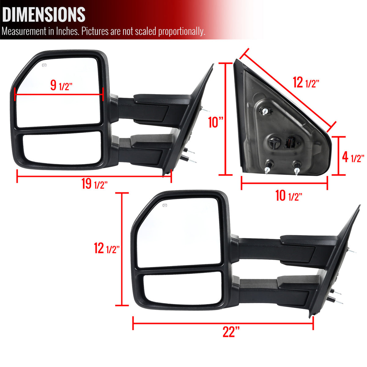 Spec-D Tuning - 2007-2014 Ford F-150 Power Adjustable, Heated, & Manual Extendable Towing Mirrors w/ Smoked Lens LED Turn Signal & Puddle Lights - RMX-F15007F3GH-P-FS