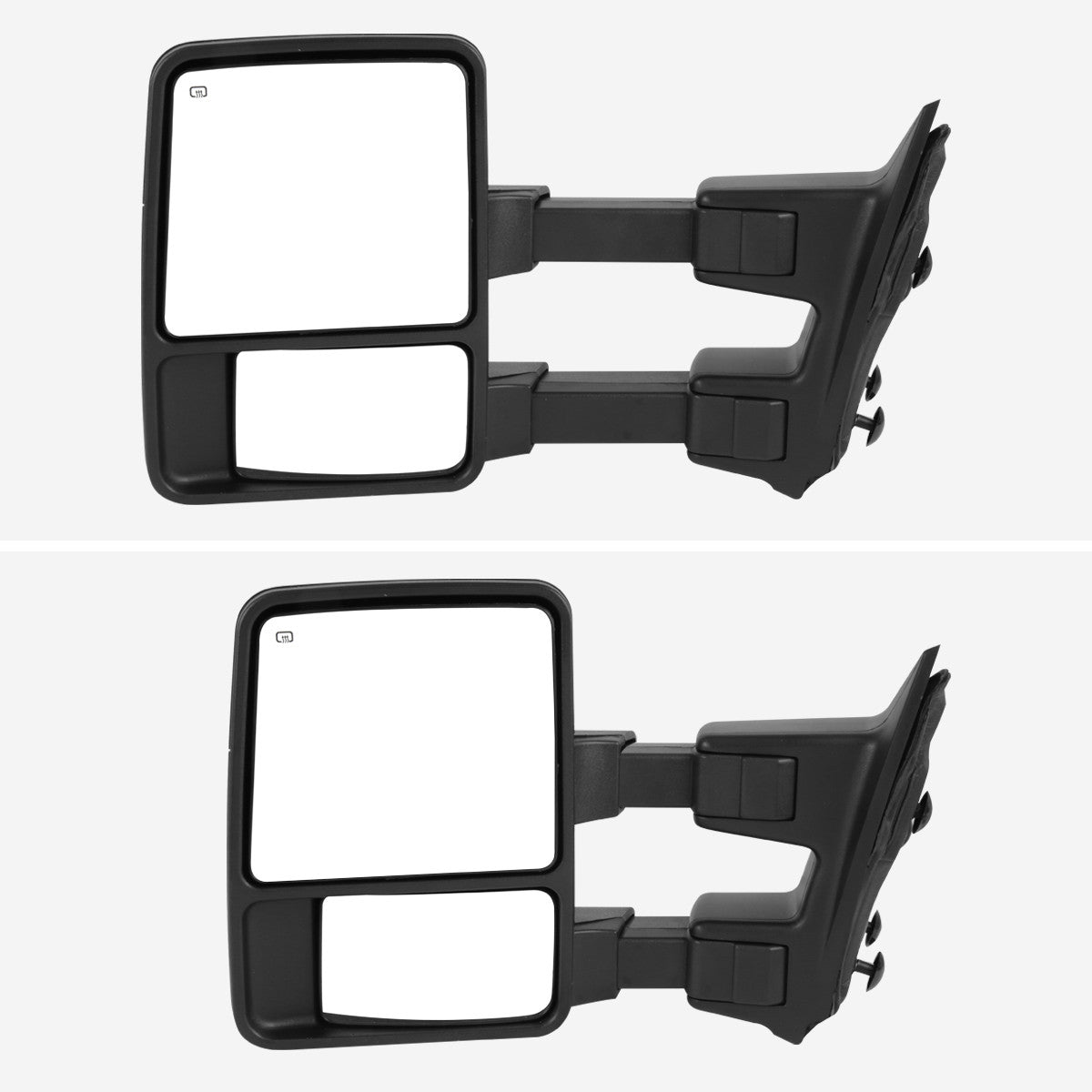 Spec-D Tuning - 2008-2016 Ford F-250/F-350/F-450/F-550 Power Adjustable, Heated, & Manual Extendable Towing Mirrors w/ Smoked Lens Turn Signal Lights - RMX-F25008GLEDH-P-FS