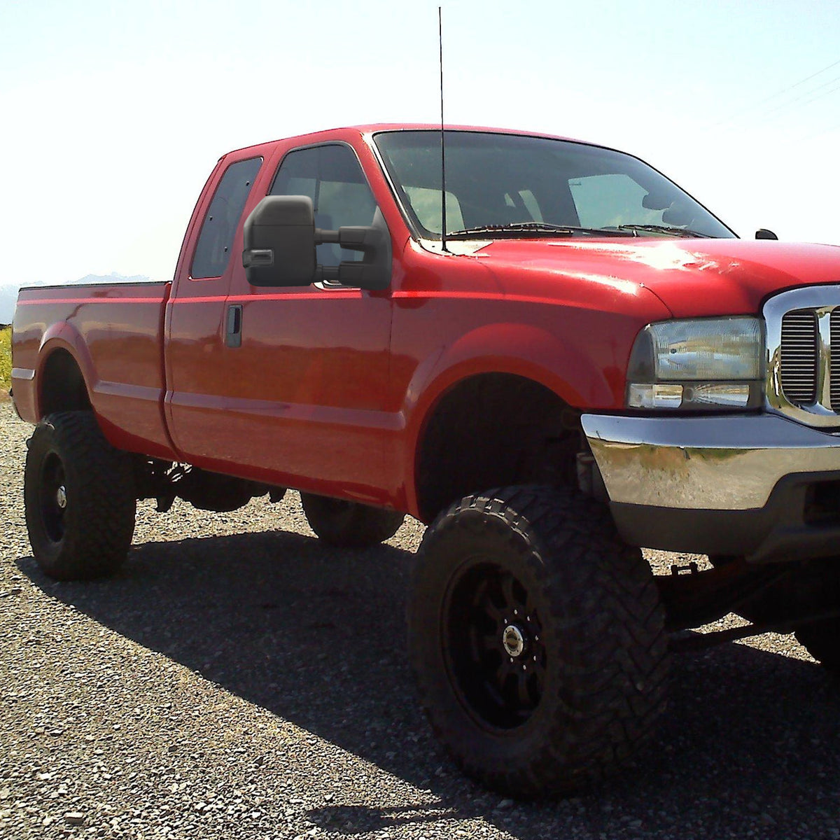 Spec-D Tuning - 1999-2016 Ford F-250/F-350/F-450 Power Adjustable, Heated, & Manual Extendable Towing Mirrors w/ Smoked Lens LED Turn Signal & Clearance Lights - RMX-F25099F1GH-P-FS