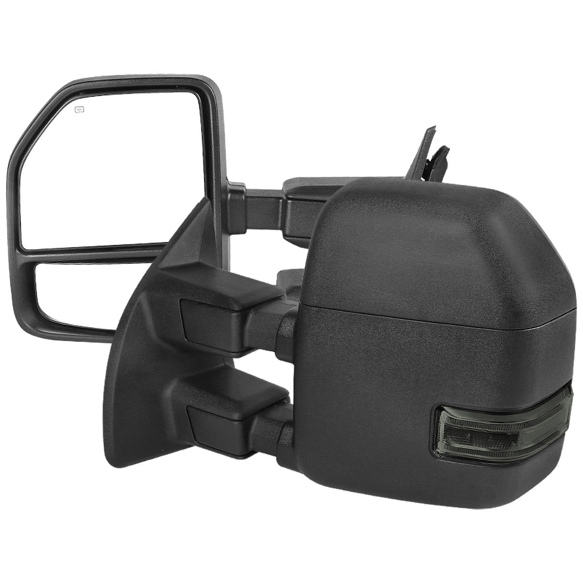 Spec-D Tuning - 1999-2016 Ford F-250/F-350/F-450 Power Adjustable, Heated, & Manual Extendable Towing Mirrors w/ Smoked Lens LED Turn Signal & Clearance Lights - RMX-F25099F1GH-P-FS