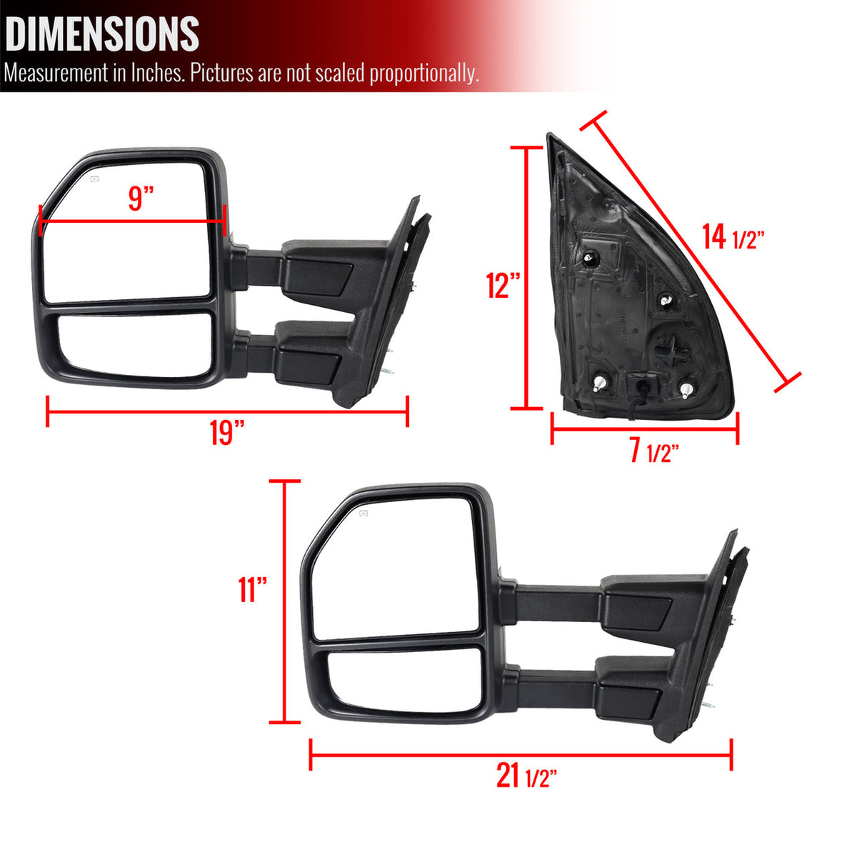 Spec-D Tuning - 1999-2016 Ford F-250/F-350/F-450 Power Adjustable, Heated, & Manual Extendable Chrome Towing Mirrors w/ Clear Lens LED Turn Signal & Clearance Lights - RMX-F25099F2H-P-FS