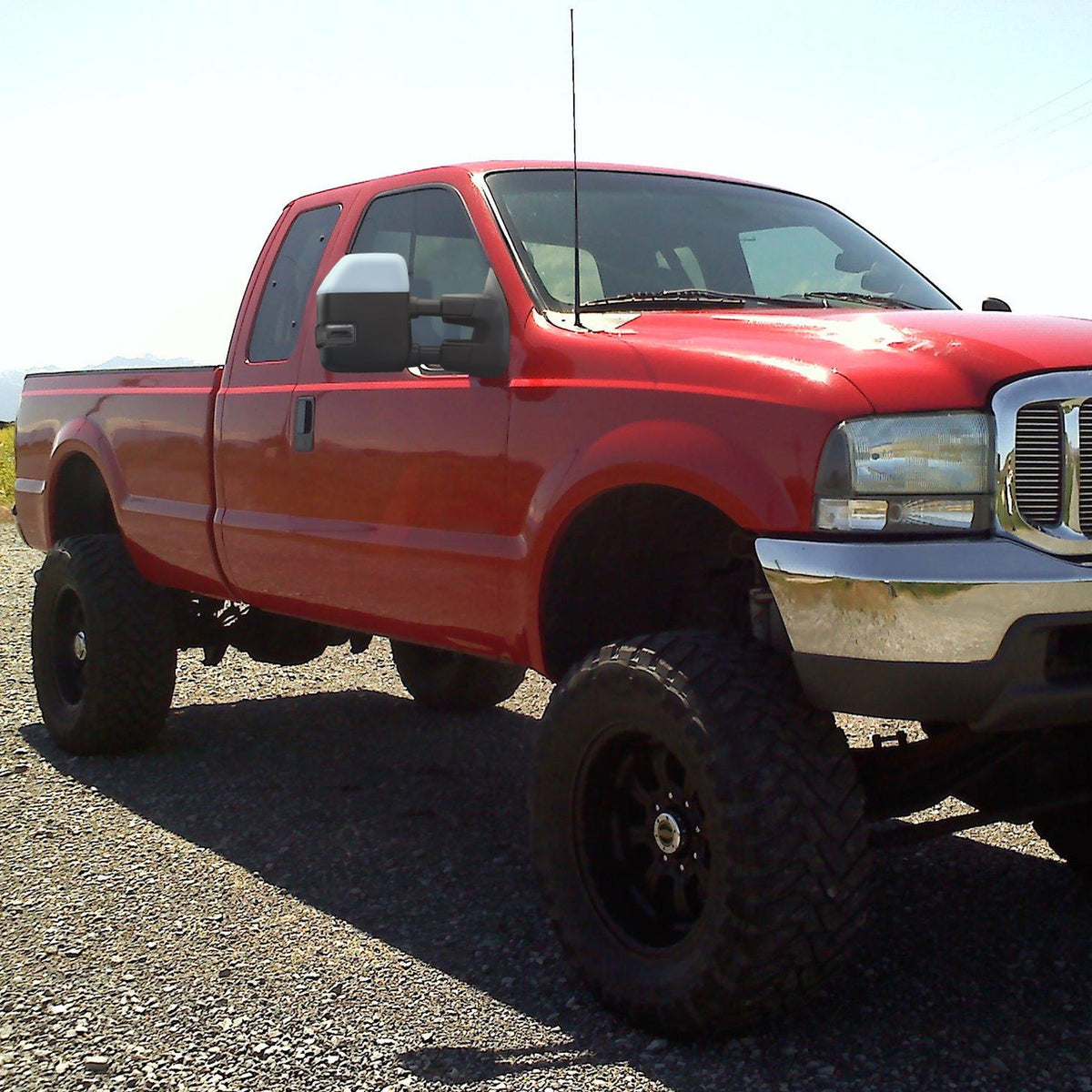 Spec-D Tuning - 1999-2016 Ford F-250/F-350/F-450 Power Adjustable, Heated, & Manual Extendable Chrome Towing Mirrors w/ Smoked Lens LED Turn Signal & Clearance Lights - RMX-F25099F2GH-P-FS