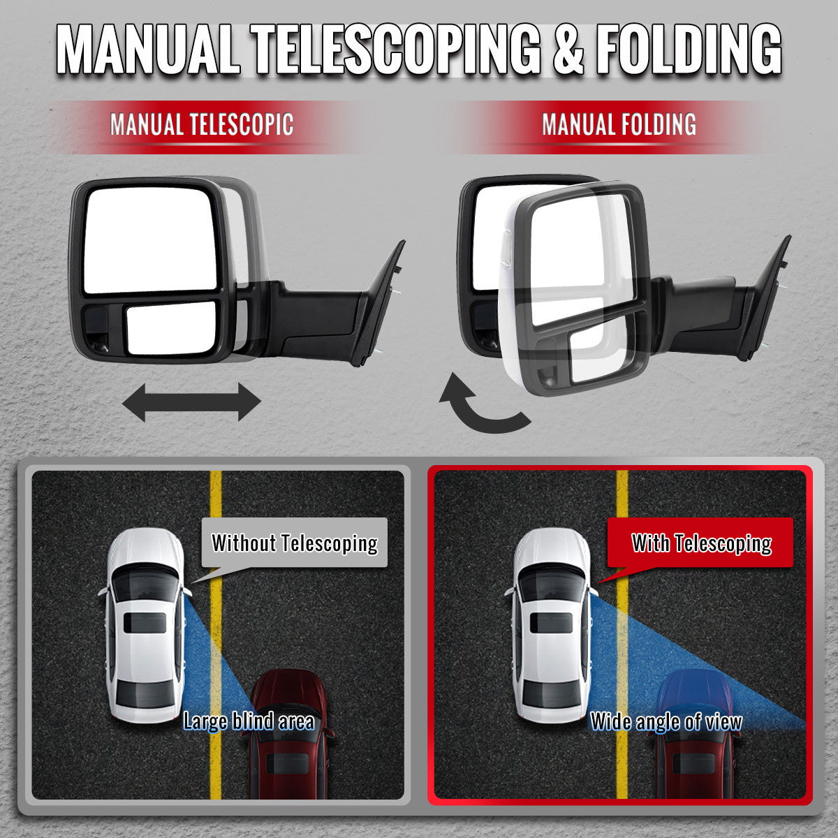 Spec-D Tuning - 2009-2012 Dodge RAM 1500 Chrome Power Heated 2023 Style Towering Mirror w/ Sequential Signal - RMX-RAM09CHP-23-FS
