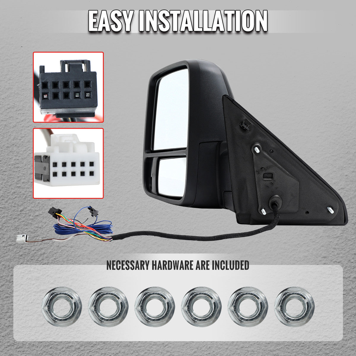 Spec-D Tuning - 2009-2012 Dodge RAM 1500 Black Power Heated 2023 Style Towering Mirror w/ Sequential Signal - RMX-RAM09HP-23-FS
