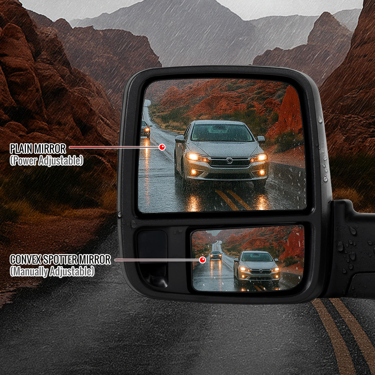 Spec-D Tuning - 2009-2012 Dodge RAM 1500 Black Power Heated 2023 Style Towering Mirror w/ Sequential Signal - RMX-RAM09HP-23-FS