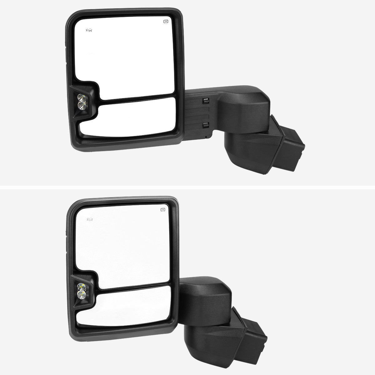 Spec-D Tuning - 2020-2025 Chevrolet Silverado/GMC Sierra 2500HD/3500HD Power Adjustable, Heated, & Manual Extendable Black Towing Mirrors w/ Smoked Lens LED Turn Signal & Clearance Lights - RMX-SIV2025G3GHP-FS