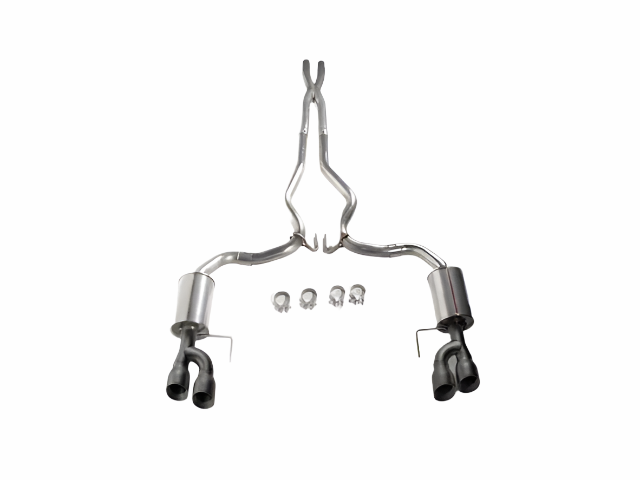 Roush 18-23 Mustang 5.0L V8 Black Tip Cat Back Exhaust Kit (Quad Tip Non-Active) - 422093-BLK