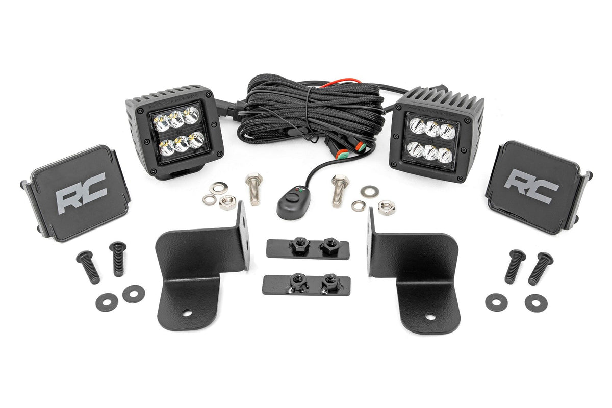 Rough Country - LED Light Kit - Rear Mount - 2" Black Pair - Spot - Polaris Ranger XP 1000 - 93082 for 2020-2023 Polaris Rang