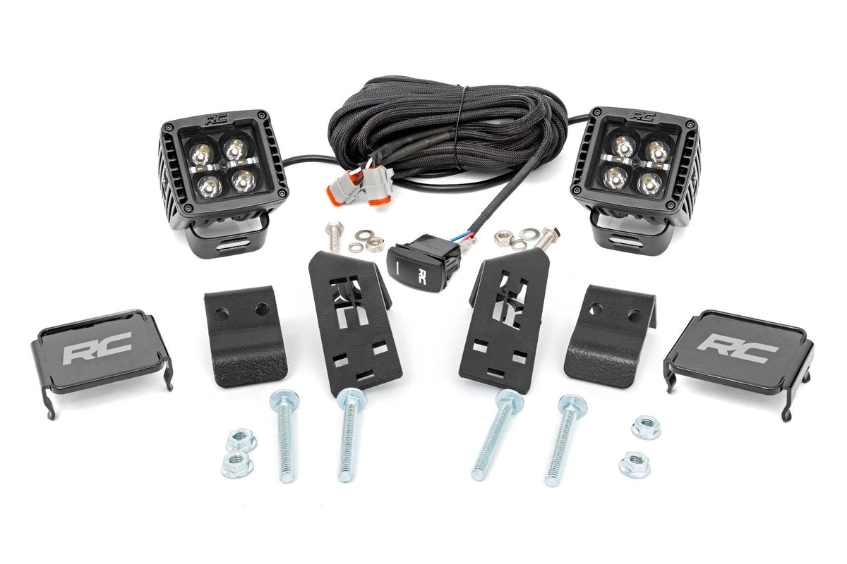 LED Light Kit | &quot;A&quot; Pillar Mount | 2&quot; Black Pair | Amber DRL | Polaris RZR PRO XP 