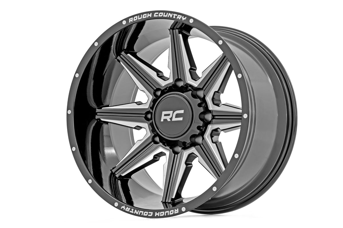 Rough Country 91M Series Wheel/One-Piece/Gloss Black/20x12/8x180/-44mm - 91201206M