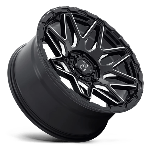 Black Rhino Hard Alloys Shockwave 20X9.5 6X135 +12MM Gloss Black W/ Milled Spokes
