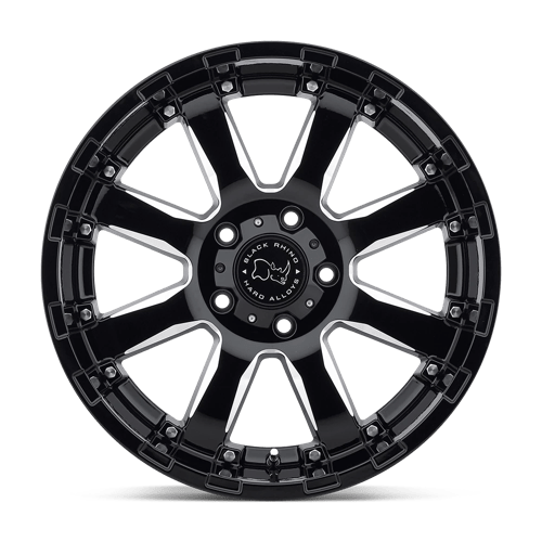 Black Rhino Hard Alloys Sierra 17X9 8X170 +12MM Gloss Black W/ Milled Spokes