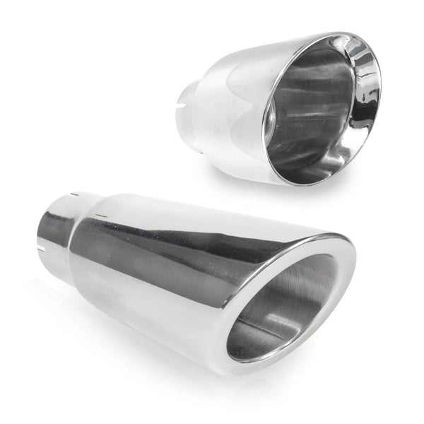 Stainless Works - Slash-Cut Double-Wall Style Polished Exhaust Tip 304 Stainless Steel - 790225