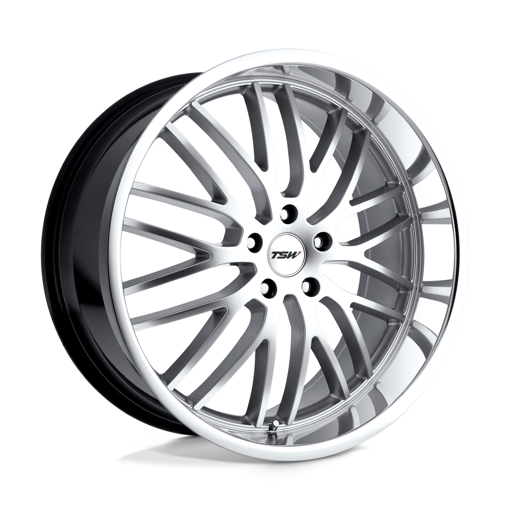 TSW Snetterton 19X8 5X112 +45MM Hyper Silver W/ Mirror Cut Lip