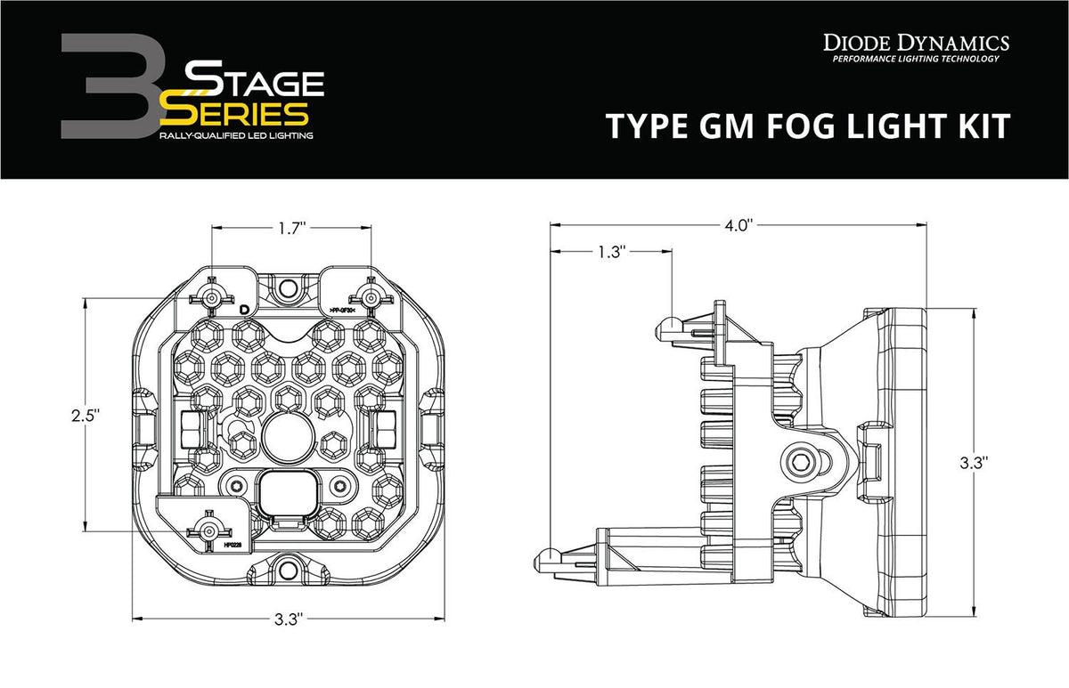 Diode Dynamics SS3 Pro Type GM Kit ABL - Yellow SAE Fog - DD7032