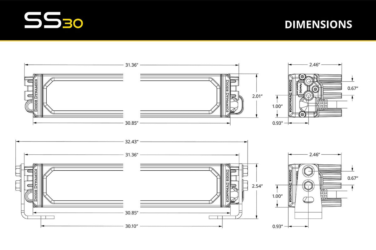Diode Dynamics SS30 Pro Yellow Spot Standard ABL (one) - DD8275