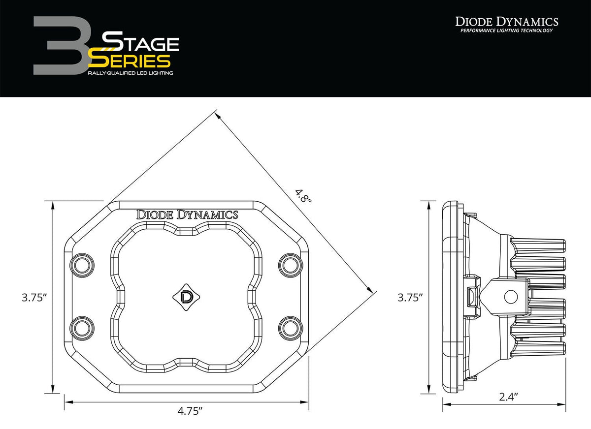 Diode Dynamics SS3 Sport ABL - White SAE Driving Flush (Single) - DD6912S
