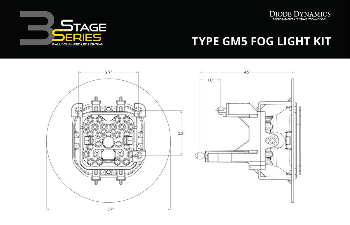 Diode Dynamics SS3 Pro Type GM-5 Kit ABL - Yellow SAE Fog - DD7040