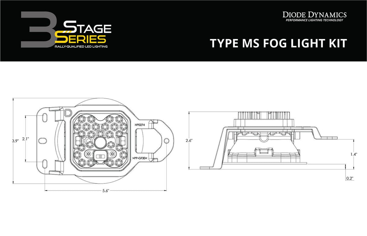 Diode Dynamics SS3 Pro Type MS Kit ABL - Yellow SAE Fog - DD7064