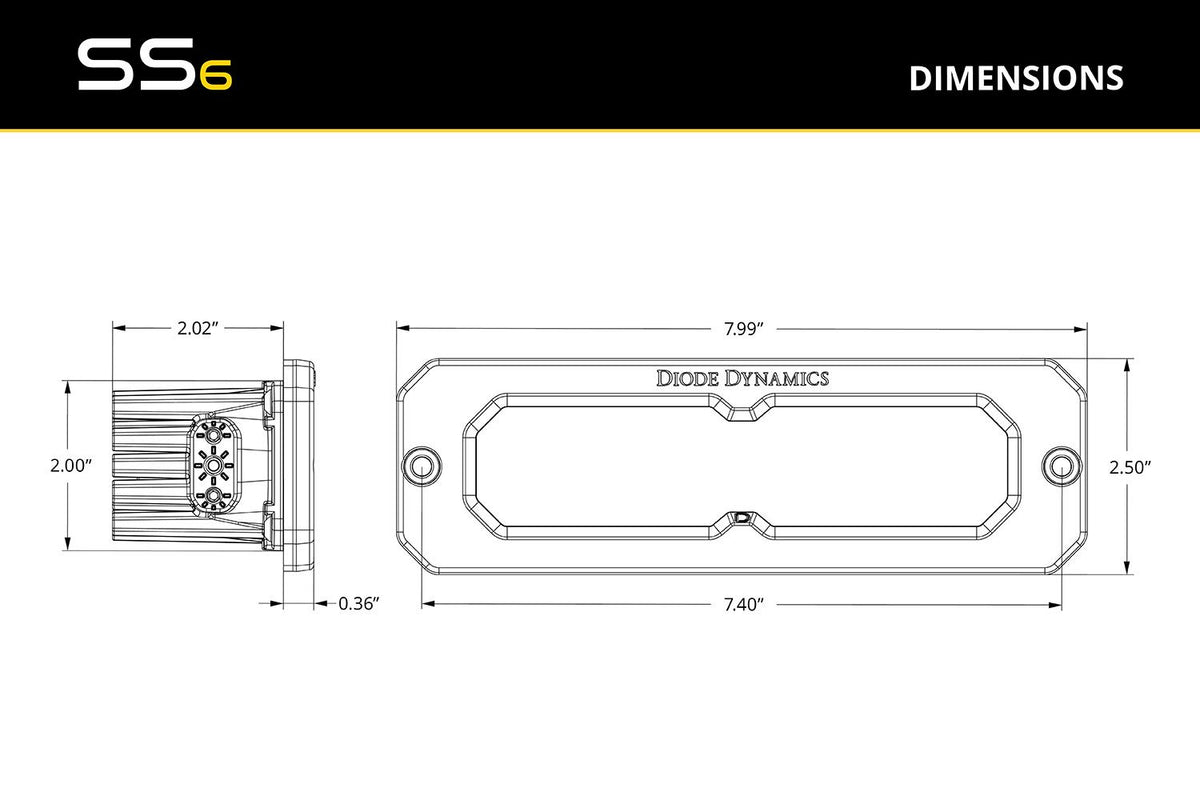 Diode Dynamics SS6 Pro White Combo Flush RBL (single) 6000K - DD8174S