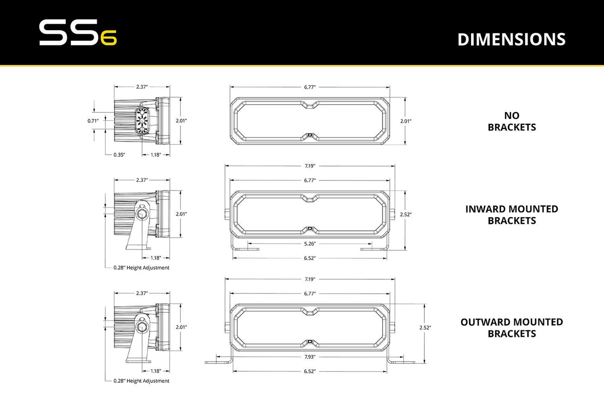 Diode Dynamics SS6 Max Yellow Spot Standard ABL (single) 3000K - DD8167S