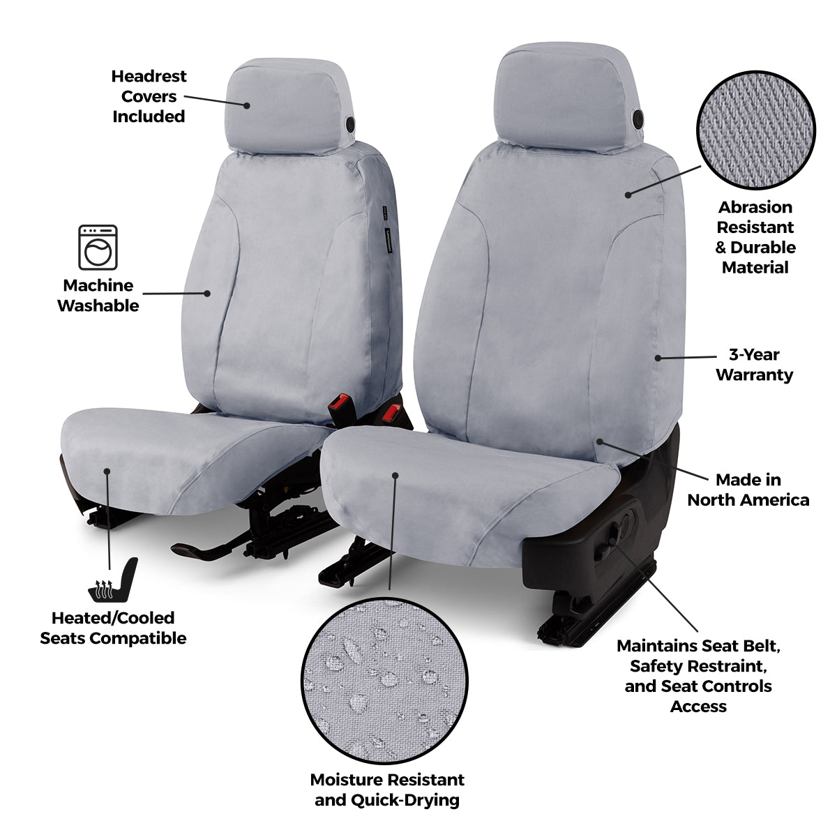 Covercraft 15-22 Chevrolet Colorado Polycotton SeatSaver Custom Front Row Seat Covers - Charcoal - SS2492PCCH