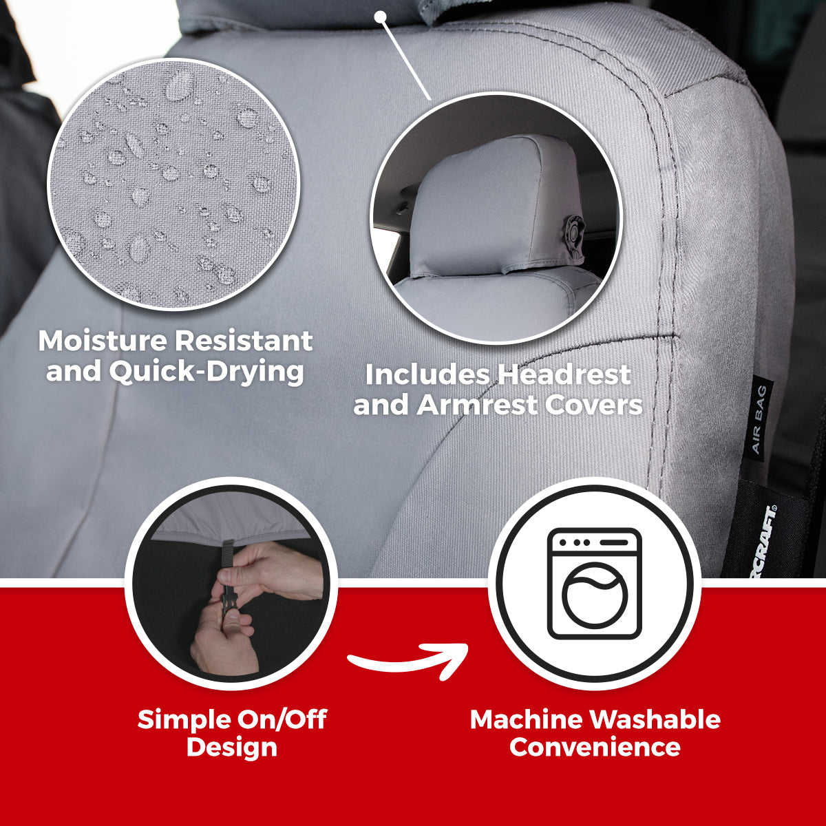 Covercraft 15-22 Chevrolet Colorado Polycotton SeatSaver Custom Front Row Seat Covers - Charcoal - SS2492PCCH