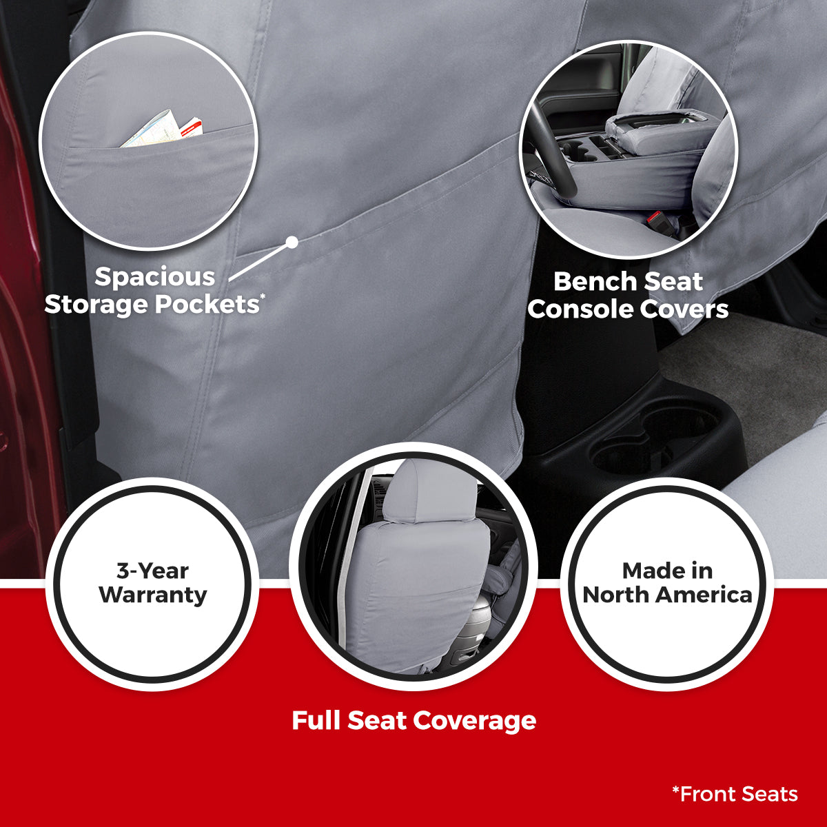 Covercraft 14-23 Ford Transit Polycotton SeatSaver Custom Front Row Seat Covers-Taupe - SS3442PCTP