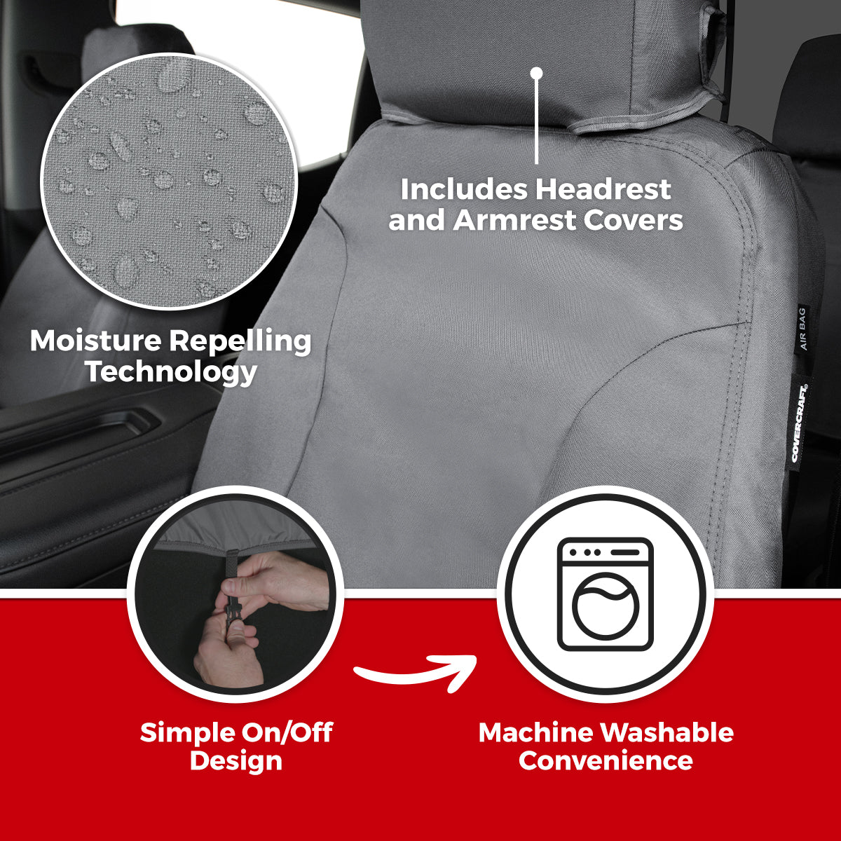 Covercraft 14-23 Ford Transit Endura Waterproof SeatSaver Front Row Seat Covers-Taupe - SS3442WFTP