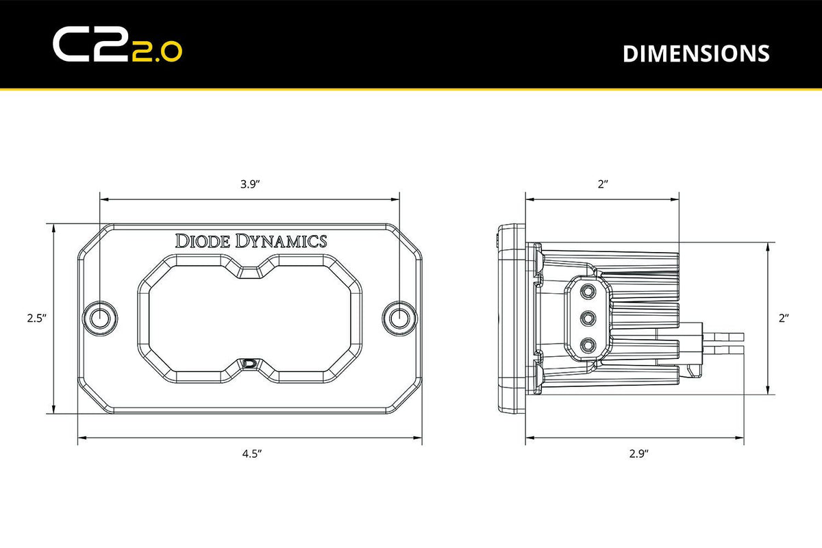 Diode Dynamics C2 2.0 Max White Flood Flush RBL (Single) - DD8128S