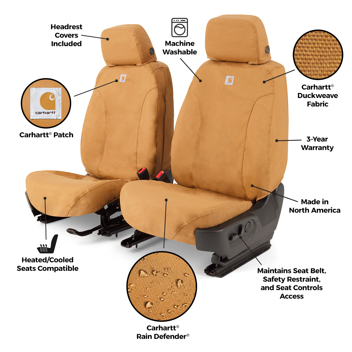 Covercraft 10-12 Dodge Ram Carhartt SeatSaver Custom Front Row Seat Covers - Brown - SSC3410CABN
