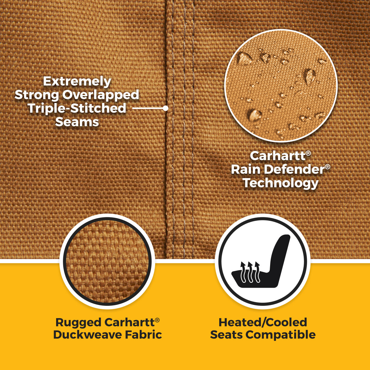 Covercraft 01-06 Ford Superduty Carhartt SeatSaver Custom Front Row Seat Covers - Brown - SSC3328CABN