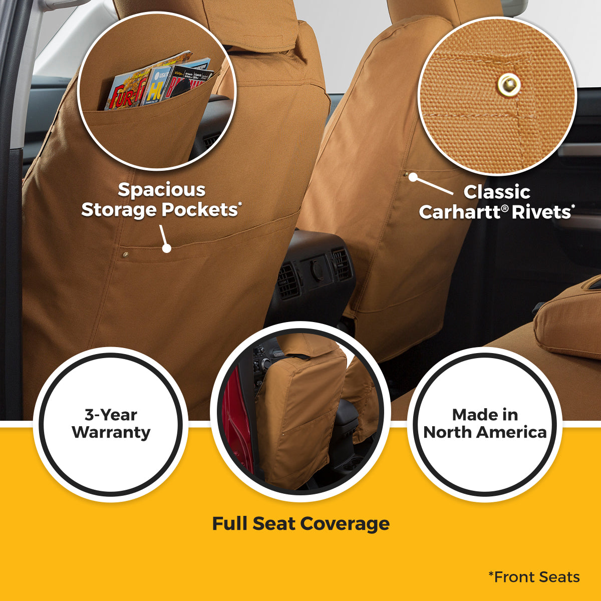 Covercraft 1998-03 Ford Ranger Carhartt SeatSaver Custom Front Row Seat Covers - Brown - SSC3295CABN