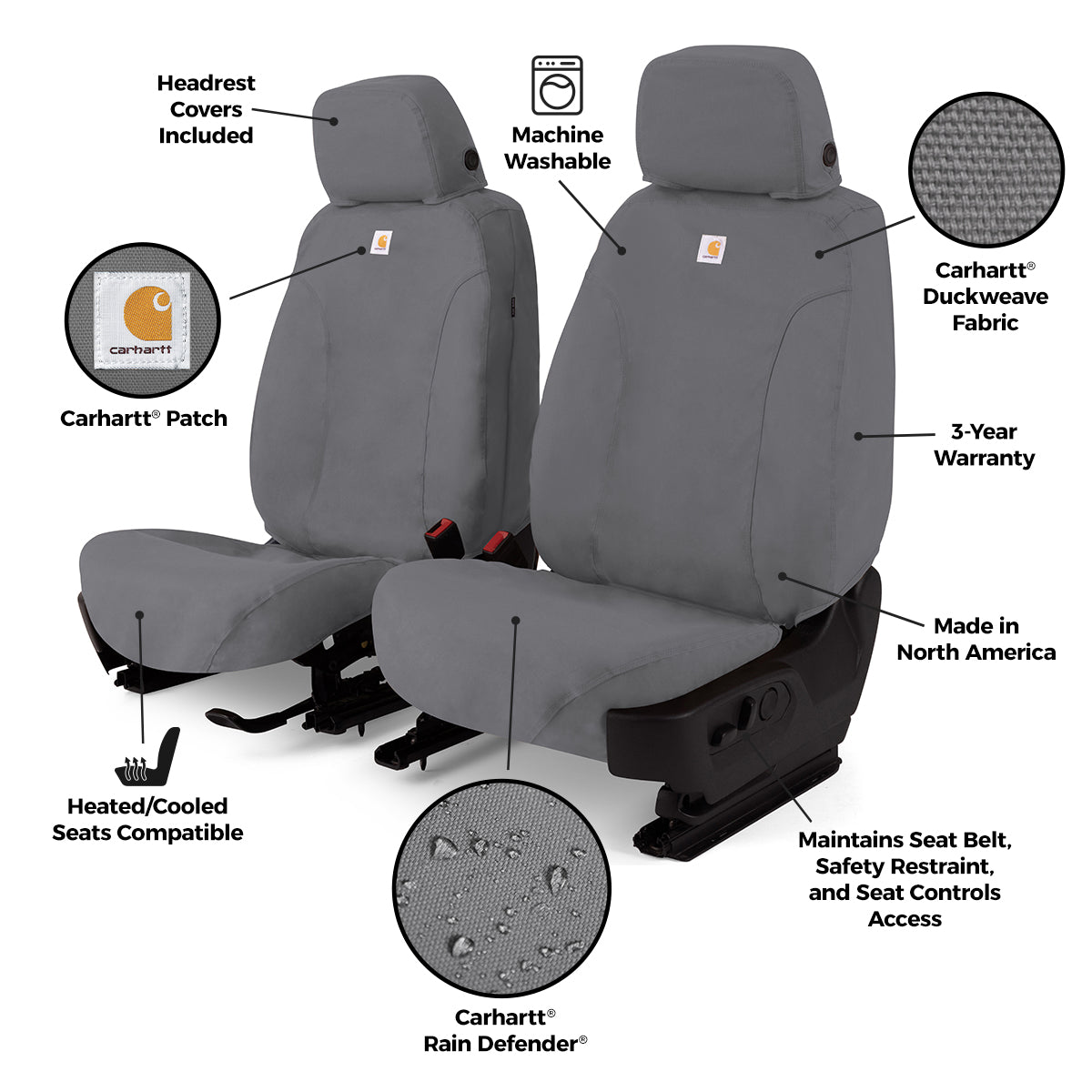 Covercraft 08-14 Ford E Carhartt SeatSaver Custom Second Row Seat Covers - Gravel - SSC7458CAGY