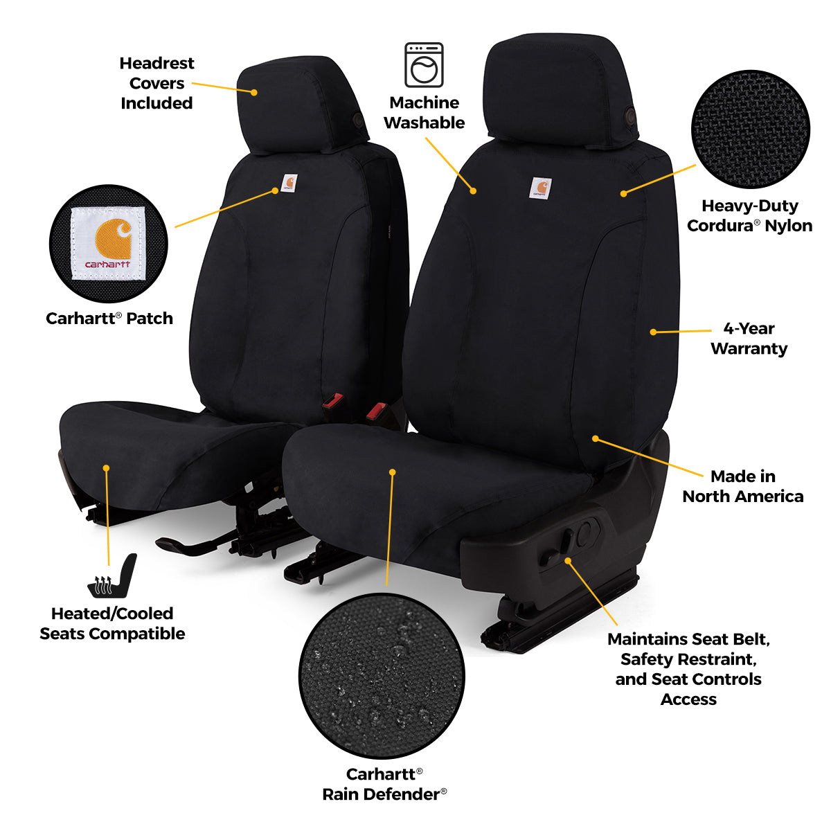 Covercraft 04-05 Dodge Ram Carhartt Super Dux SeatSaver Custom Front Row Seat Covers - Black - SSC3358COBK
